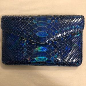 Camille Zarsky Blue Python Envelope Clutch